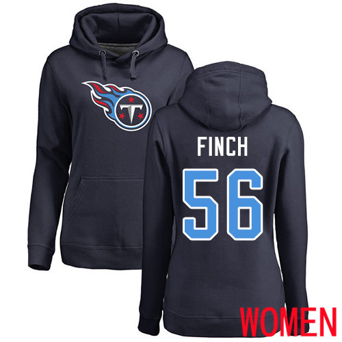 Tennessee Titans Navy Blue Women Sharif Finch Name and Number Logo NFL Football #56 Pullover Hoodie Sweatshirts->nfl t-shirts->Sports Accessory